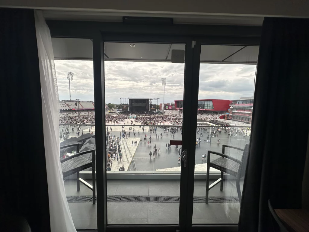 Hilton Garden Inn, Old Trafford - Photograph of the balcony overlooking the pitch