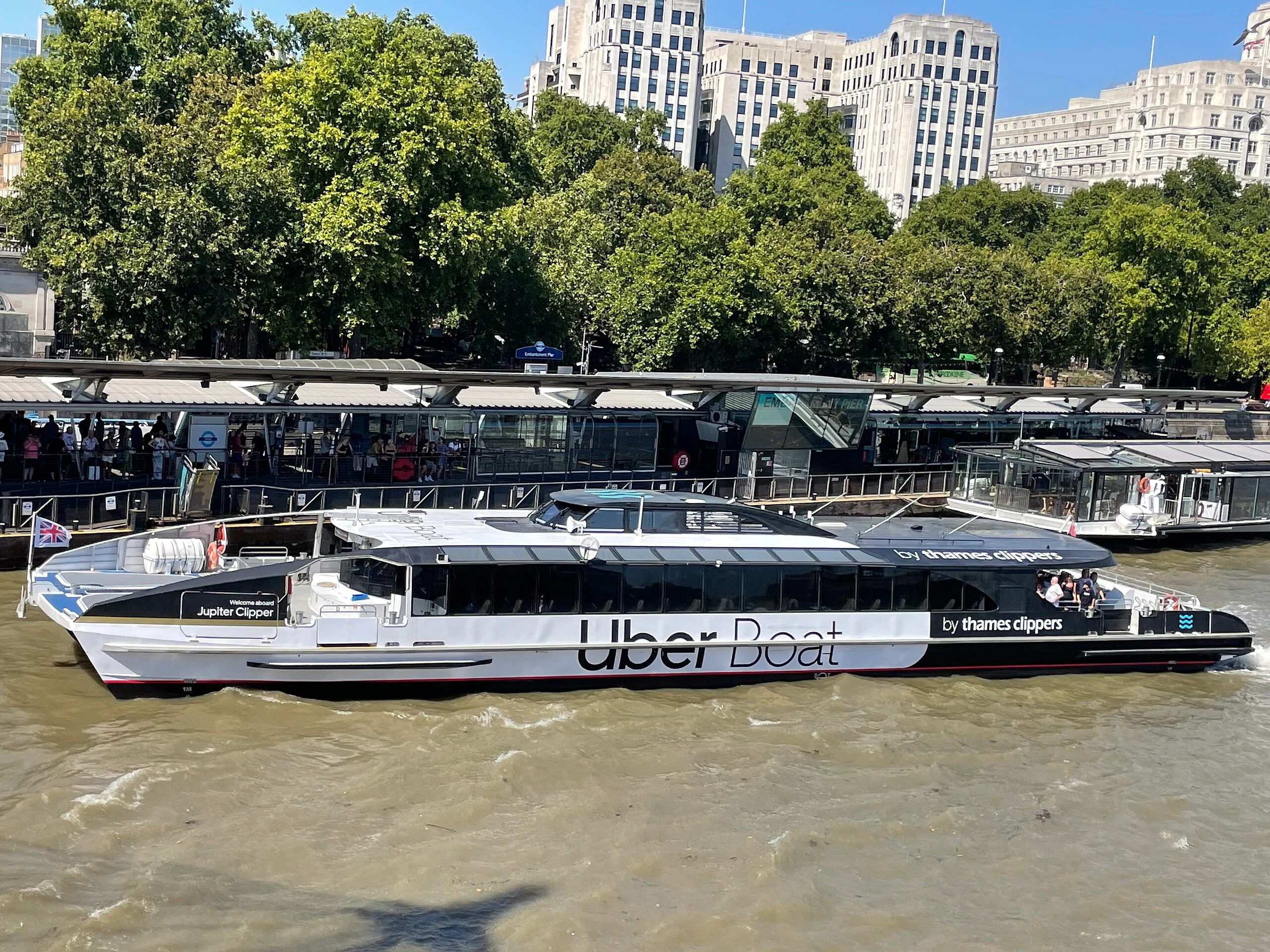 Picture of an Uber boat, part of the new British Airways offer for London City Airport