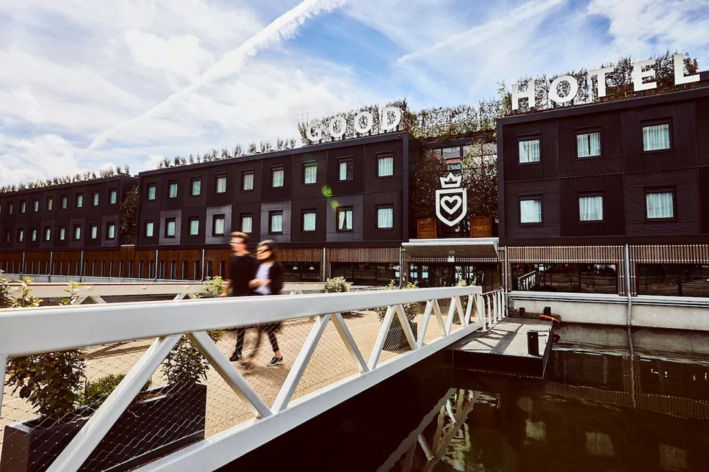 Photograph of the entrance of the Good Hotel, London