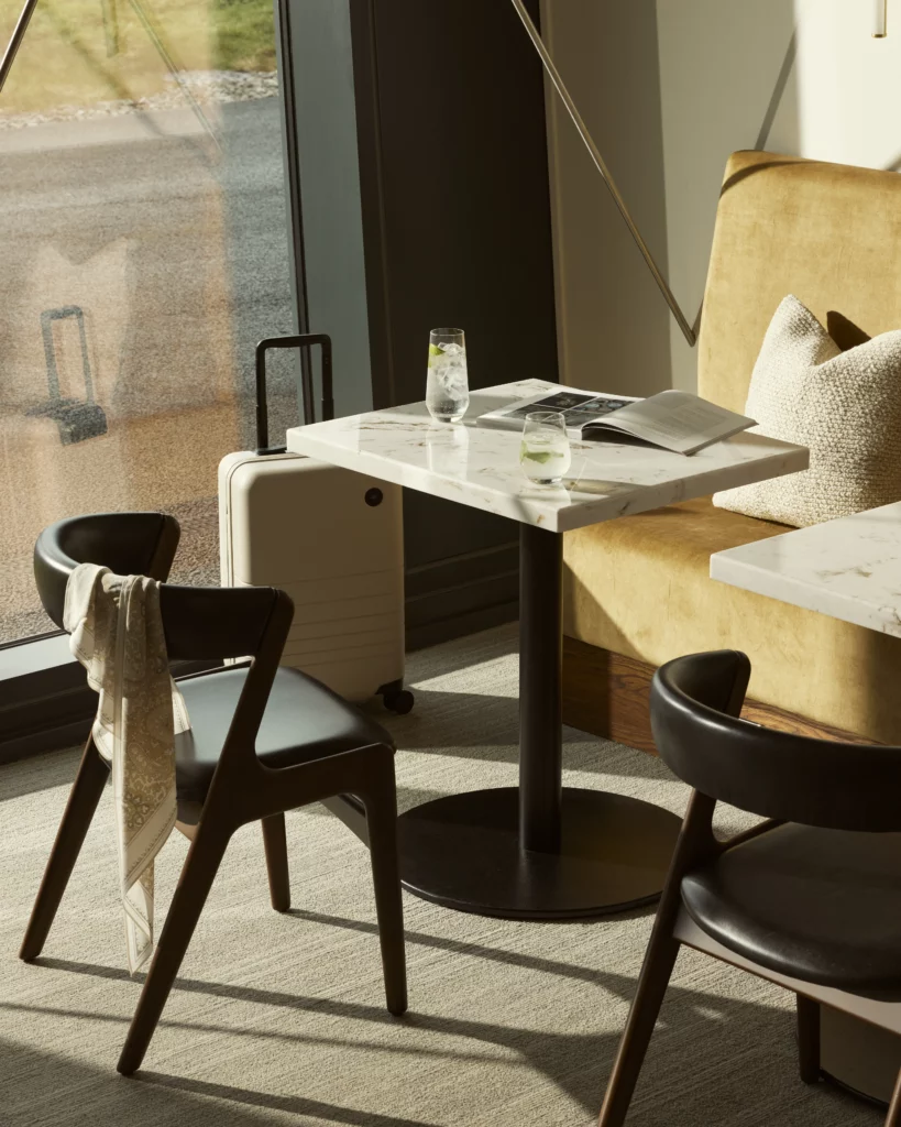 Photograph of a dining table at Aether, Manchester Airport