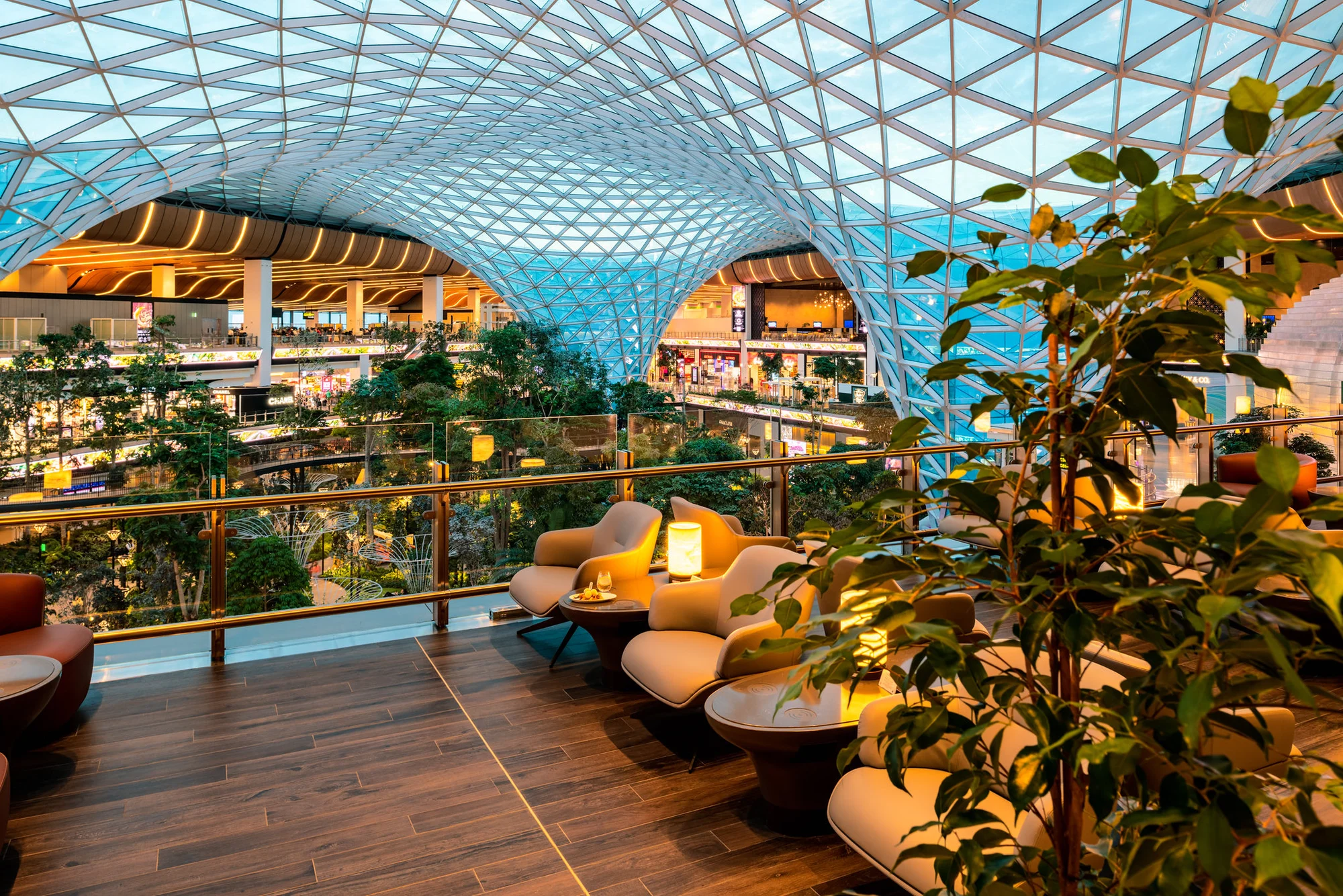 Photograph showing the view from the Qatar Garden Lounge in Doha airport