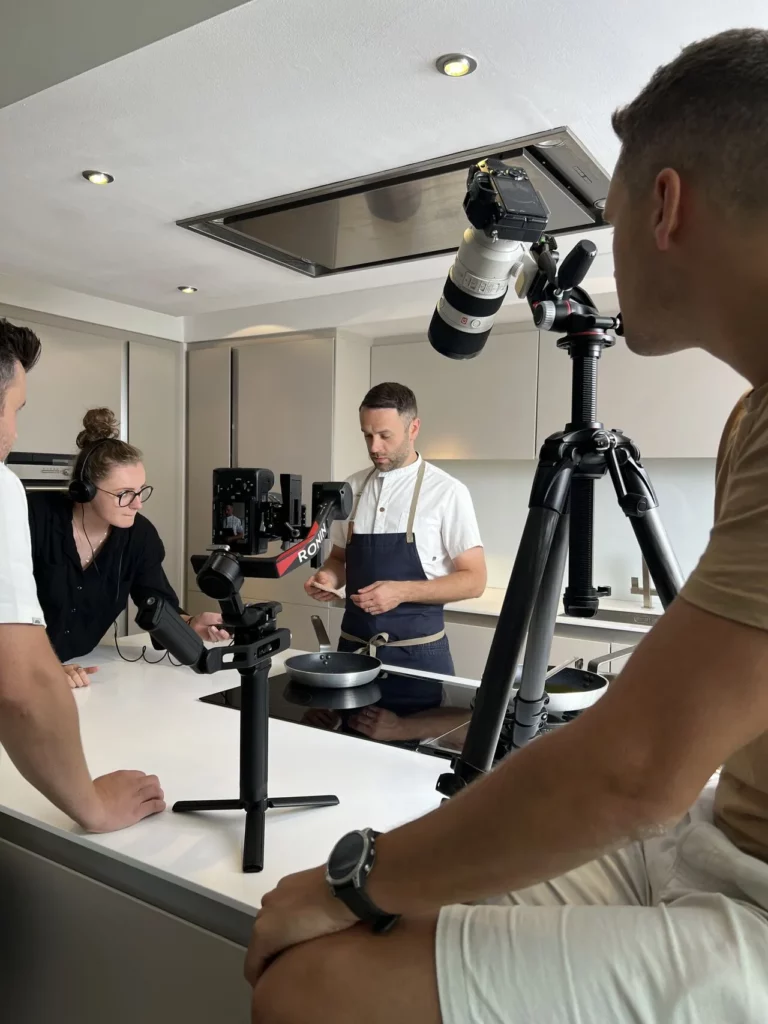 Photoshoot with Adam Reid, showcasing his menu at Aether, the private terminal at Manchester Airport.