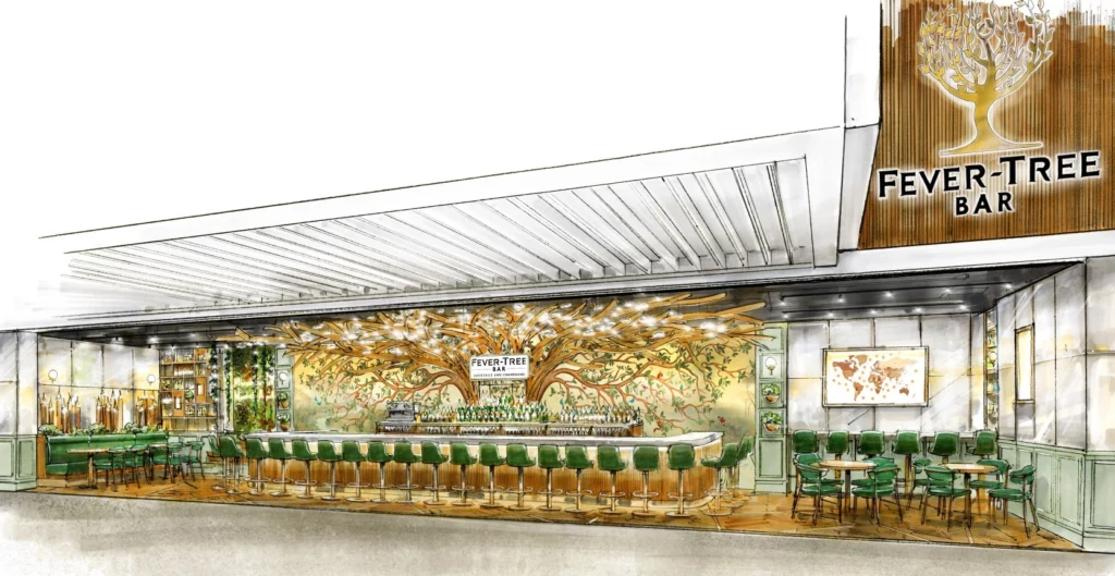 A sketch of the upcoming Fever Tree bar, situation in the T2 extension at Manchester Airport