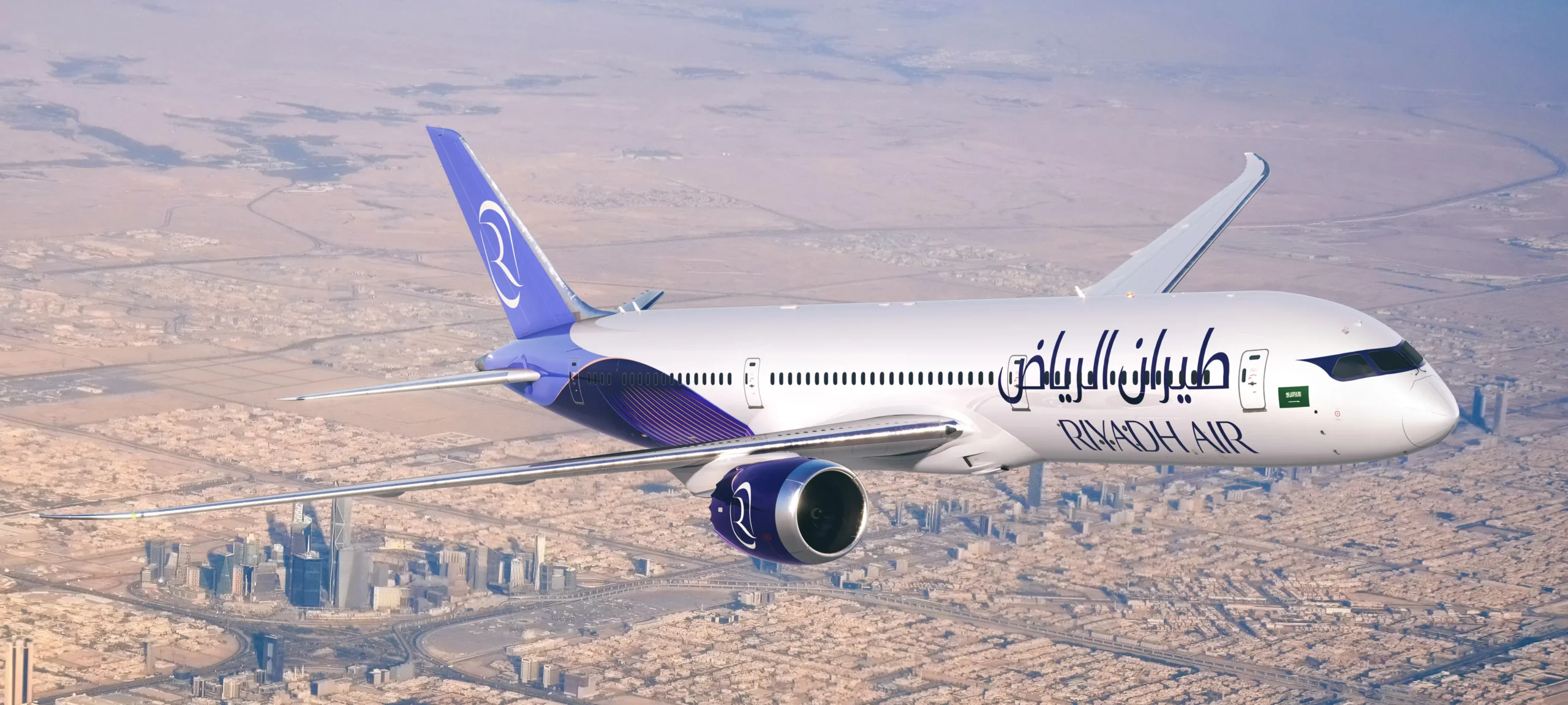 Photograph of Riyadh Air plane over Riyadh