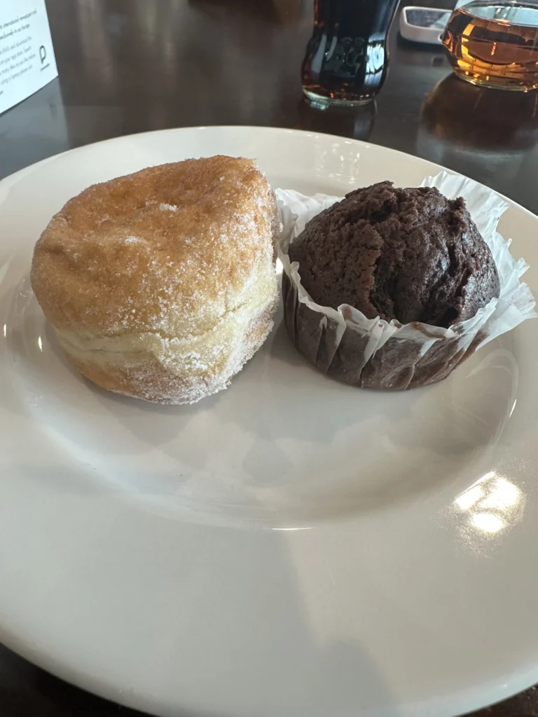 A photograph of the food offering at the BA lounge at Manchester Airport