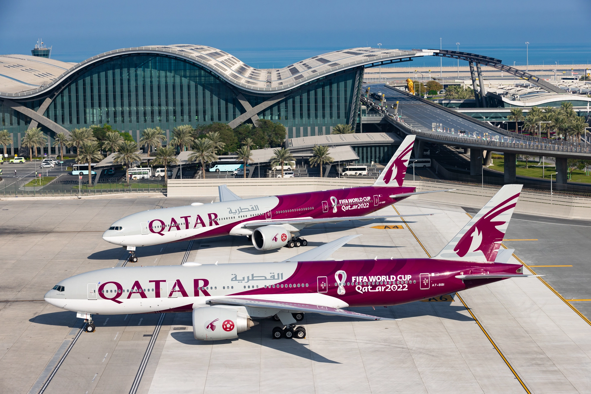 Photograph of a Qatar jet