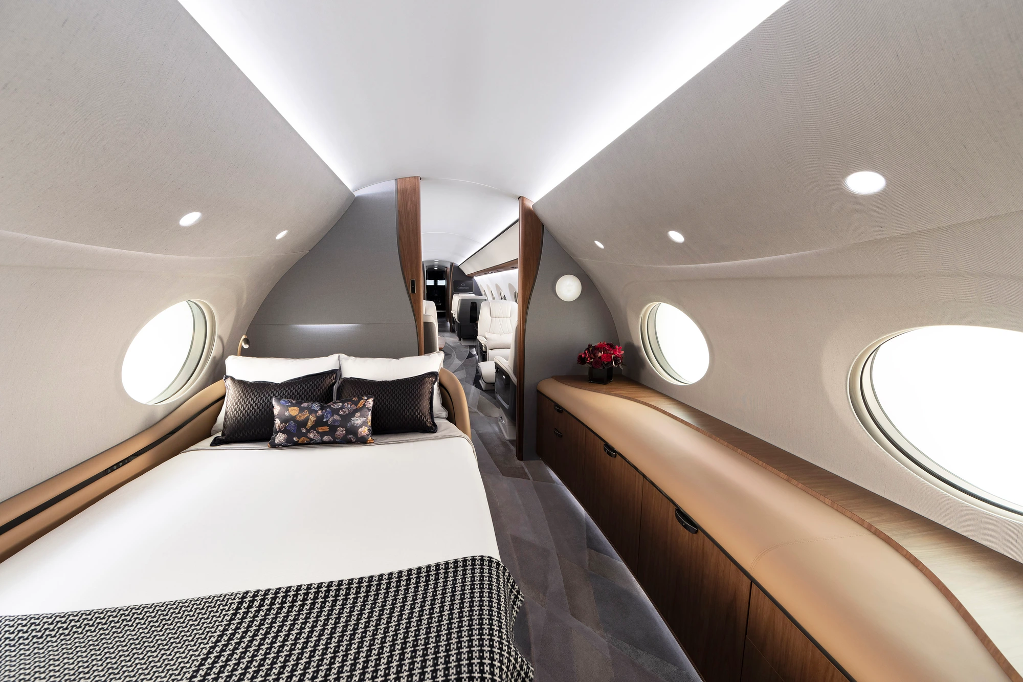 Photograph of inside a Qatar Executive Private Jet