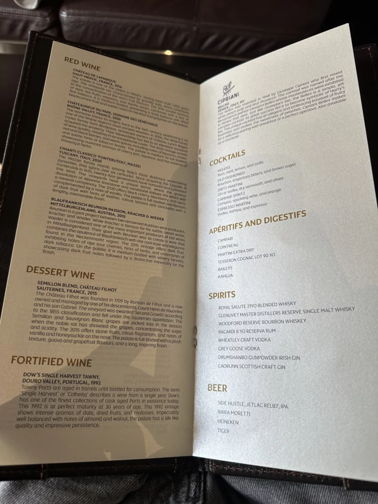 Etihad - The Residence Menu