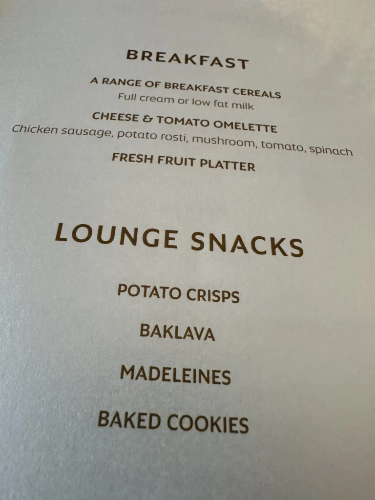 Etihad - The Residence Menu