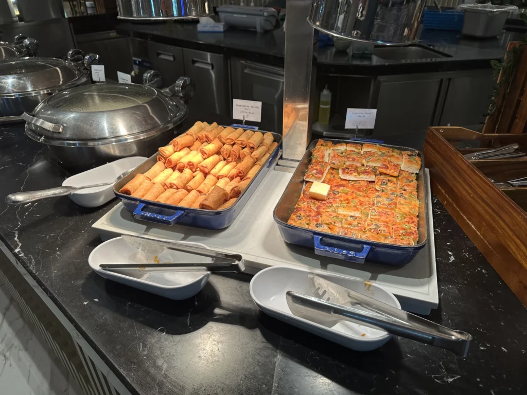 Photograph of food at the Pearl lounge at Abu Dhabi Airport