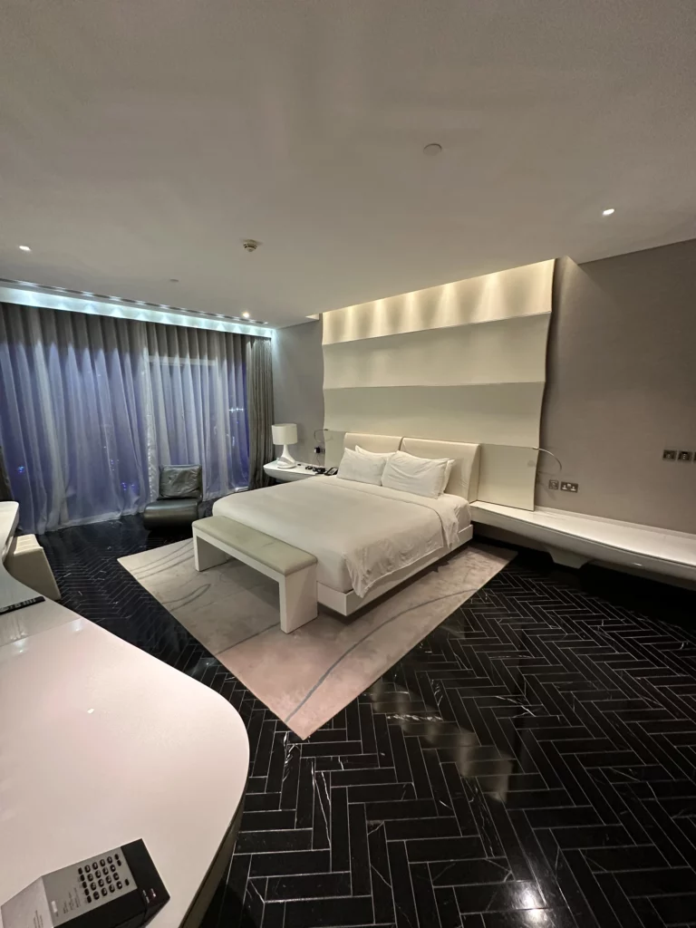 Photograph of the bedroom at the W hotel