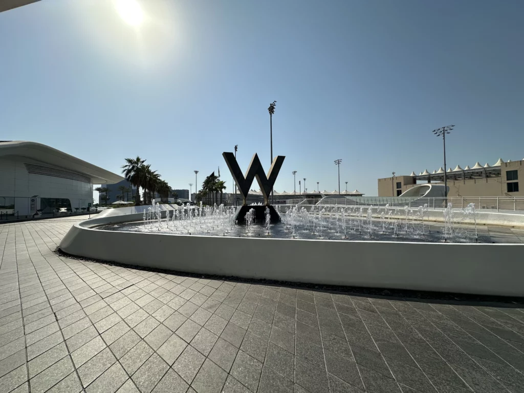 Photograph of the entrance to the W hotel, with a large W sign