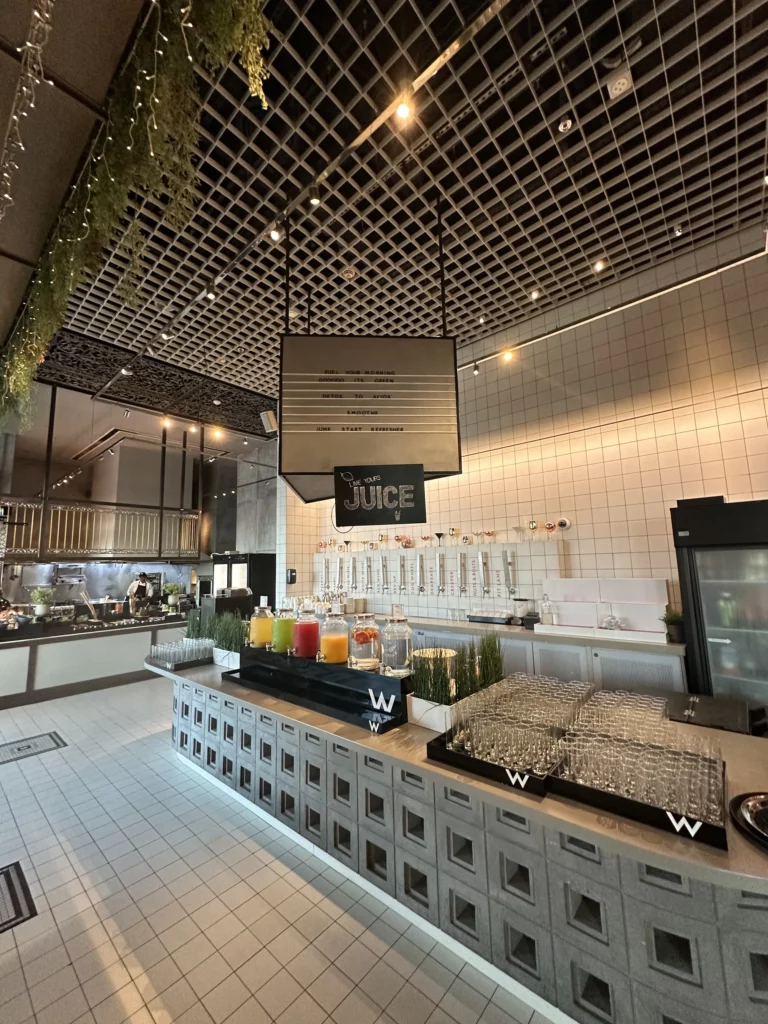 Photograph of the juice bar at the W hotel