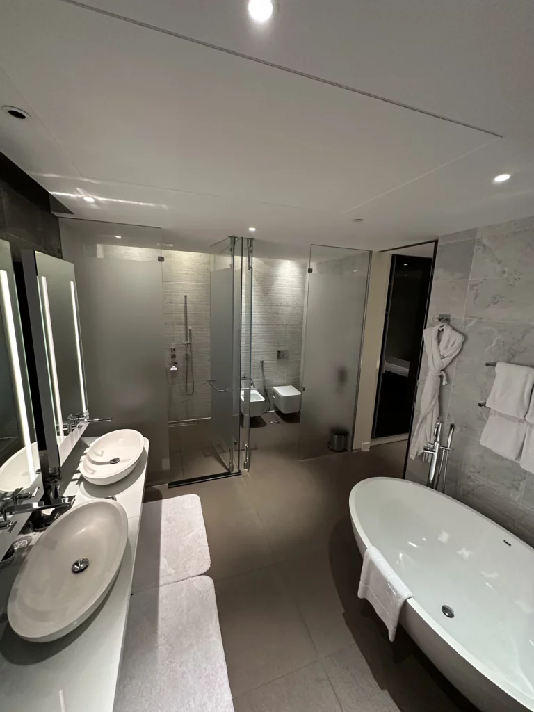 Photograph of the main bathroom of a suite at the W hotel