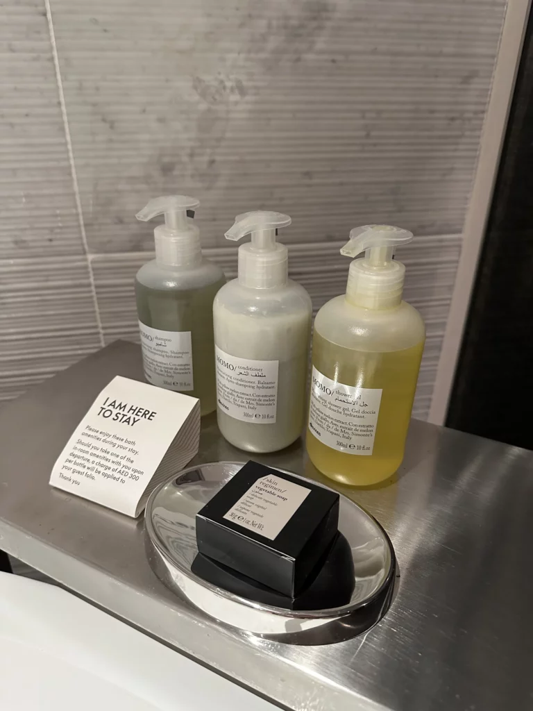 Photograph showing the toiletries in the guest bathroom