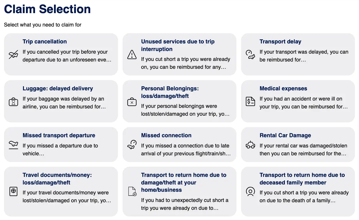 The expanded list of claim options