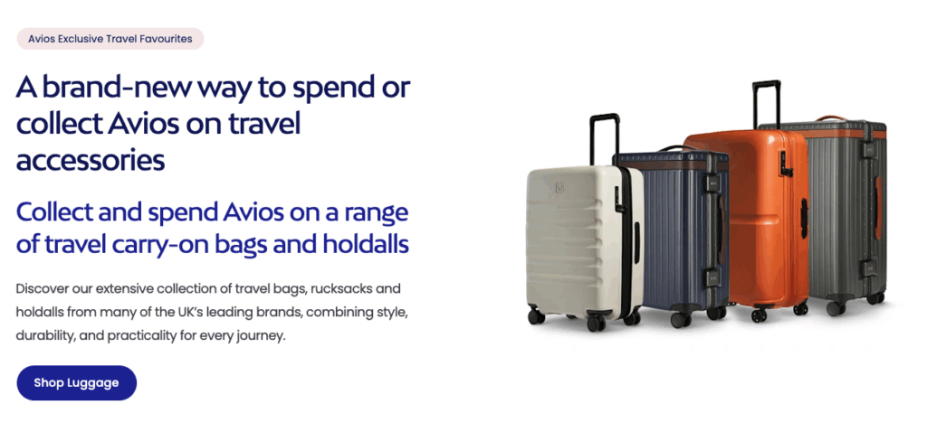 The homepage of the newly launched Avios Shop The homepage of the newly launched Avios Shop