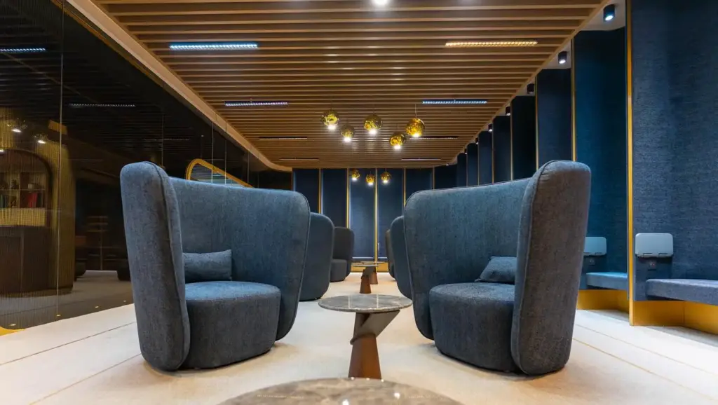 Seating in the new lounge a significant upgrade from the previous terminal Seating in the new lounge a significant upgrade from the previous terminal
