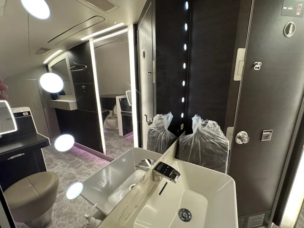 Lots of mirrors and a large functional sink