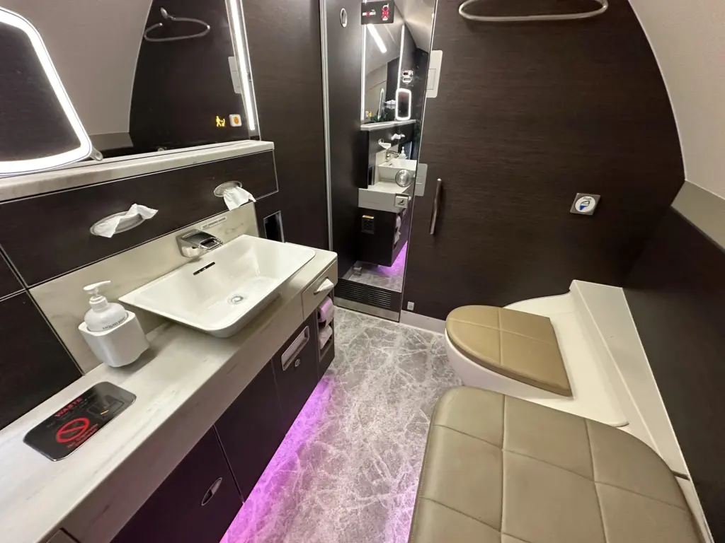 No tiny cramped bathroom on this journey
