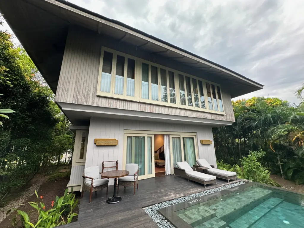 The pool looking back at the villa