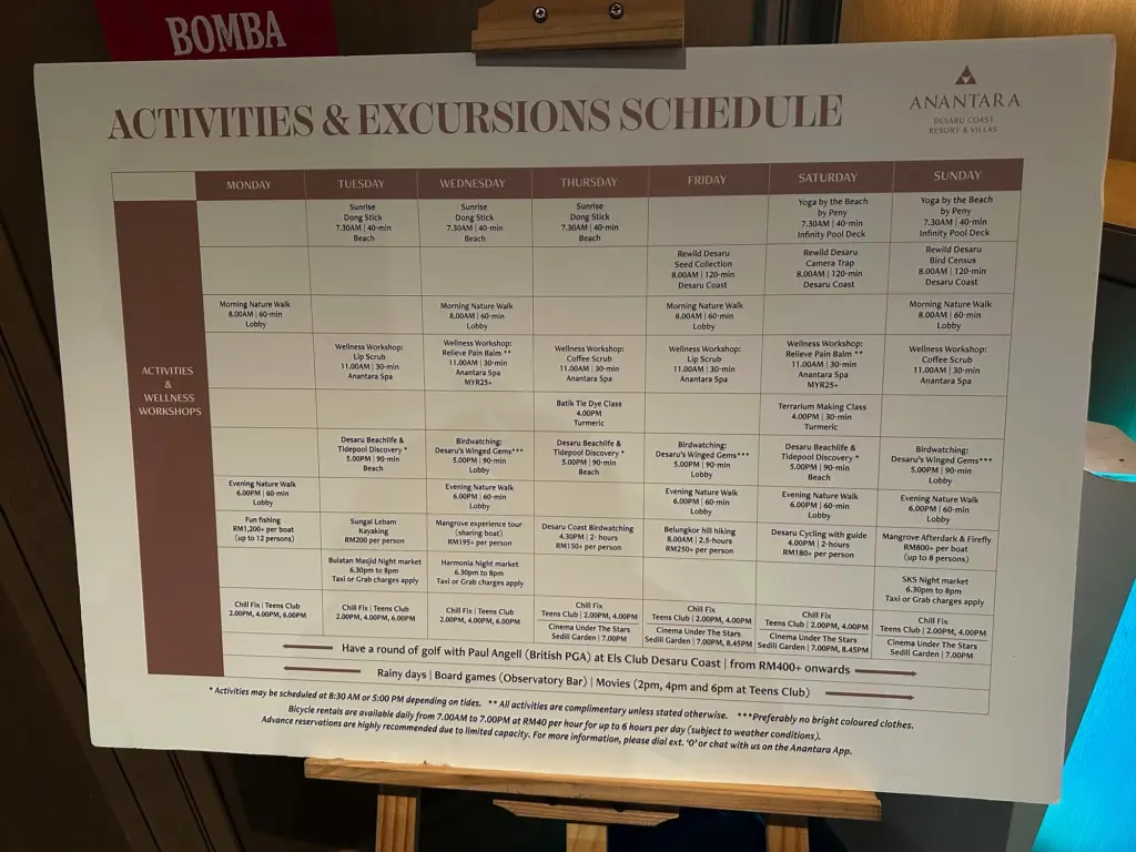 The busy activities board in reception