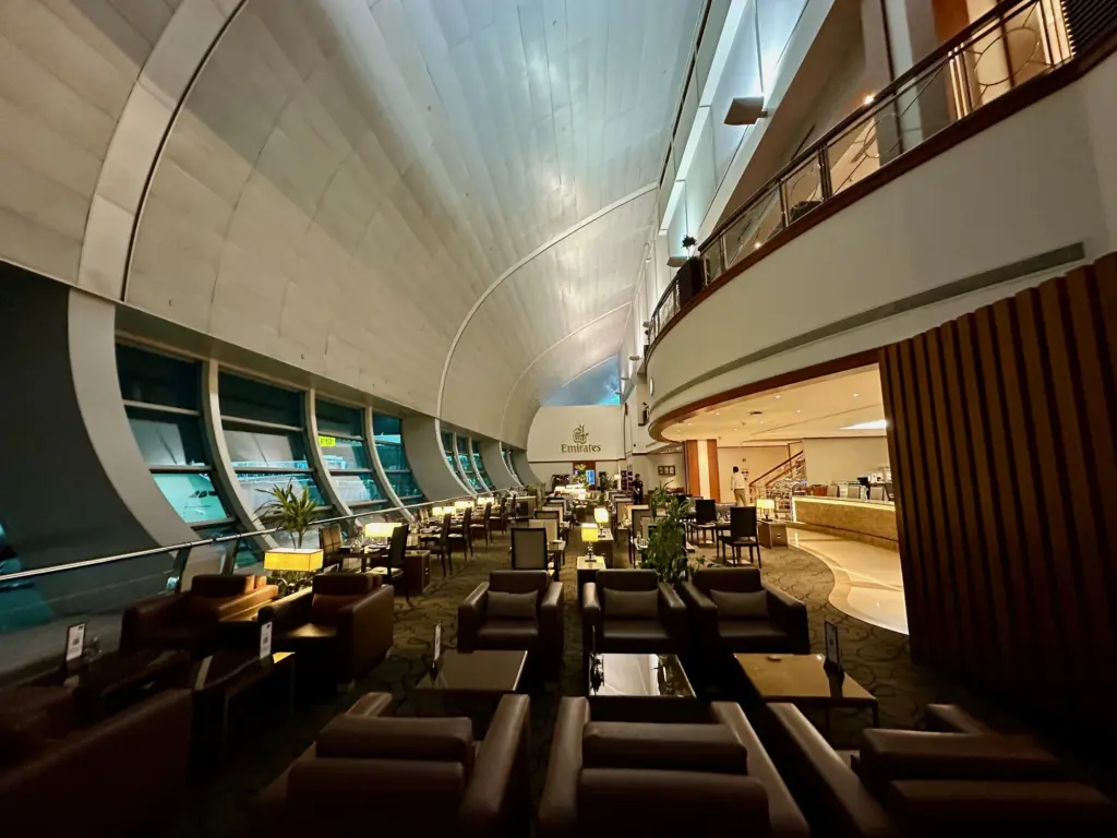 The downstairs floor in the Concourse C First Lounge