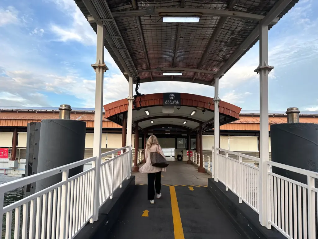 Walking off the ferry and arriving in Singapore