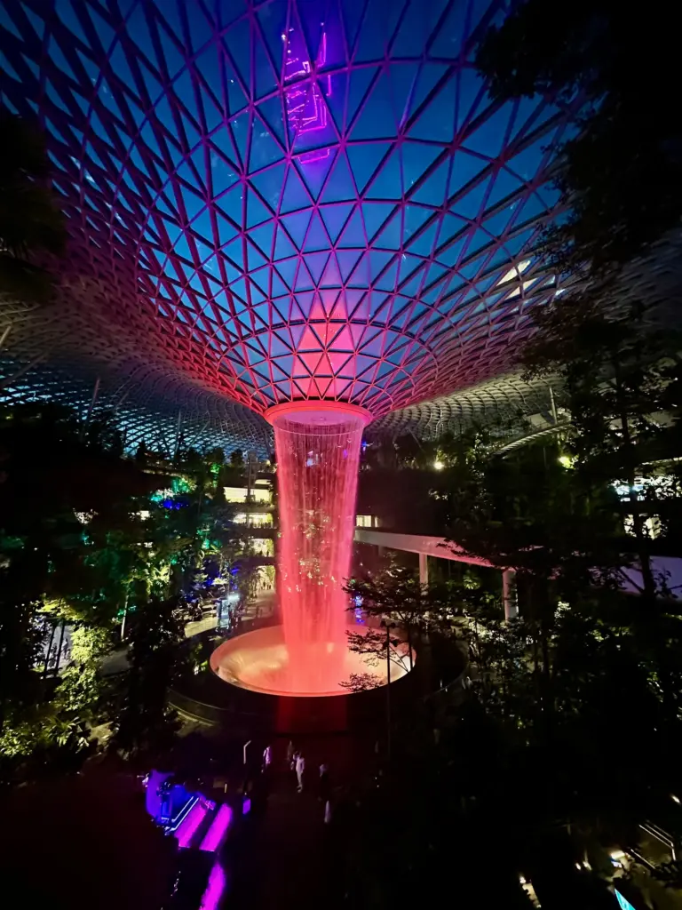 The stunning waterfall inside the Jewel shopping centre The stunning waterfall inside the Jewel shopping centre