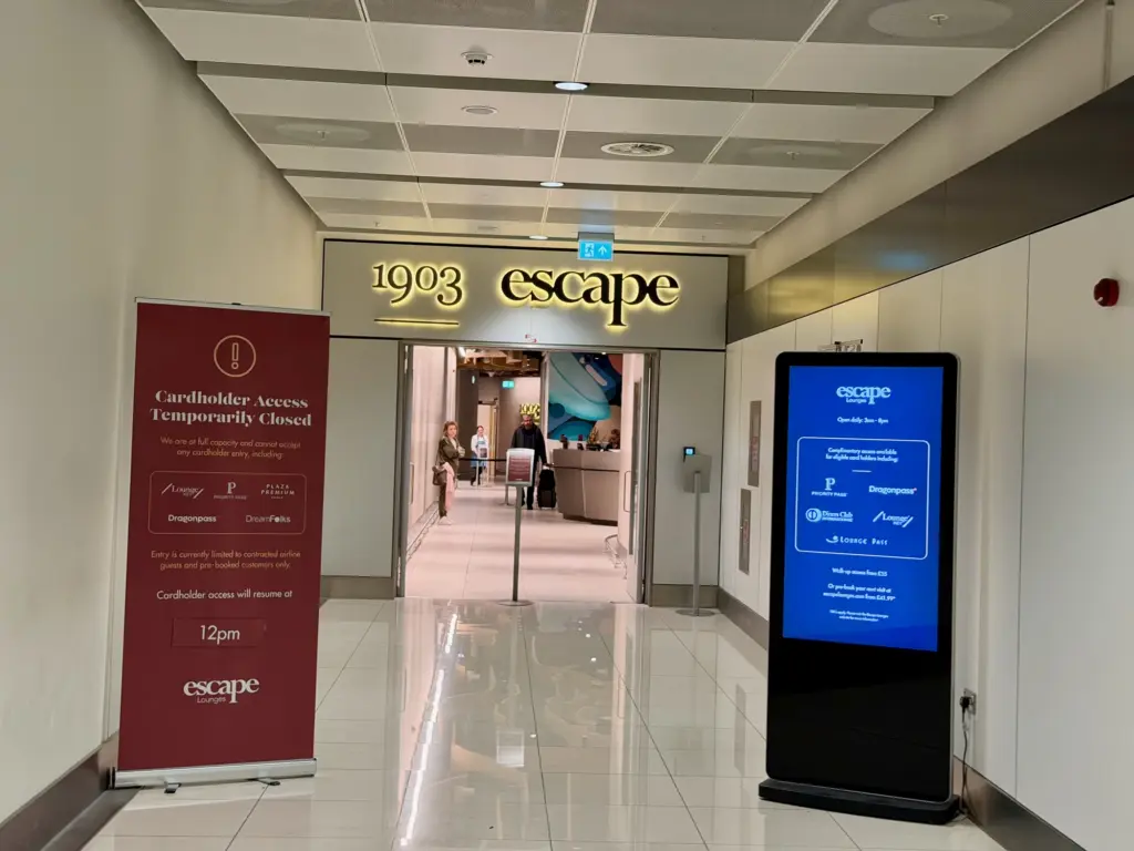The entrance to the 1903 and Escape lounges in T2 The entrance to the 1903 and Escape lounges in T2