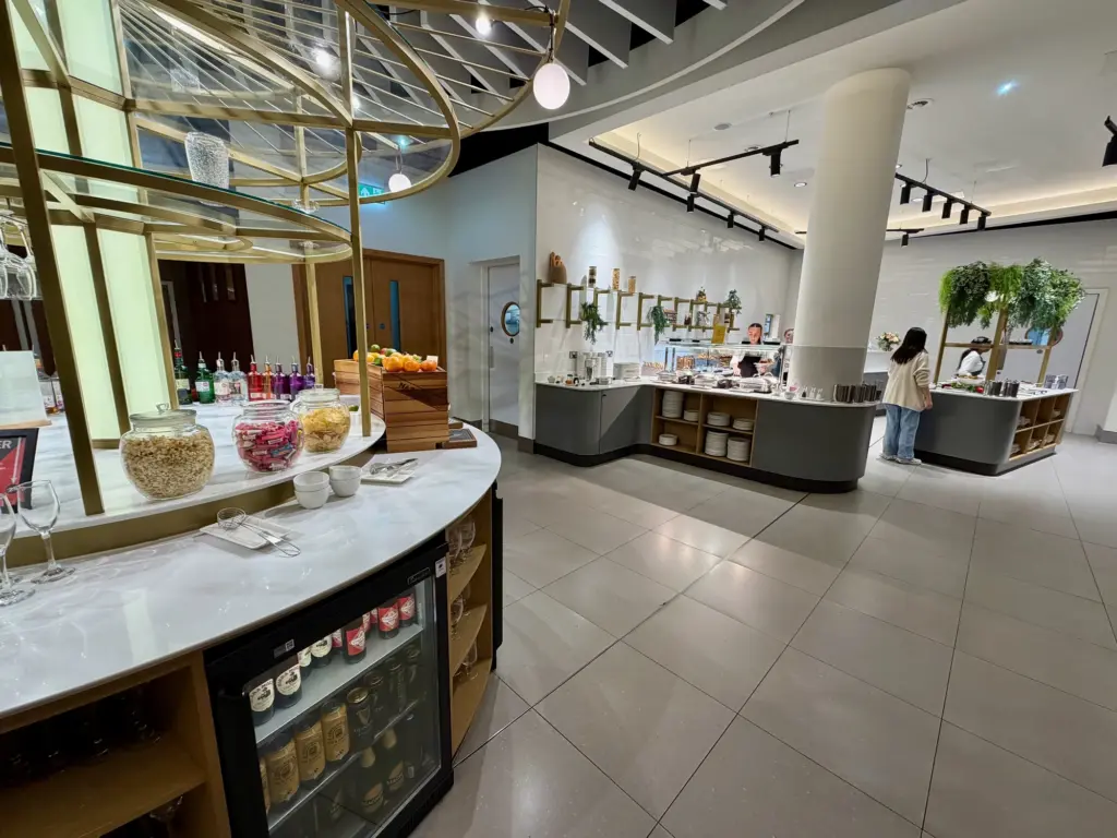 The self service bar with the food counters in the background The self service bar with the food counters in the background