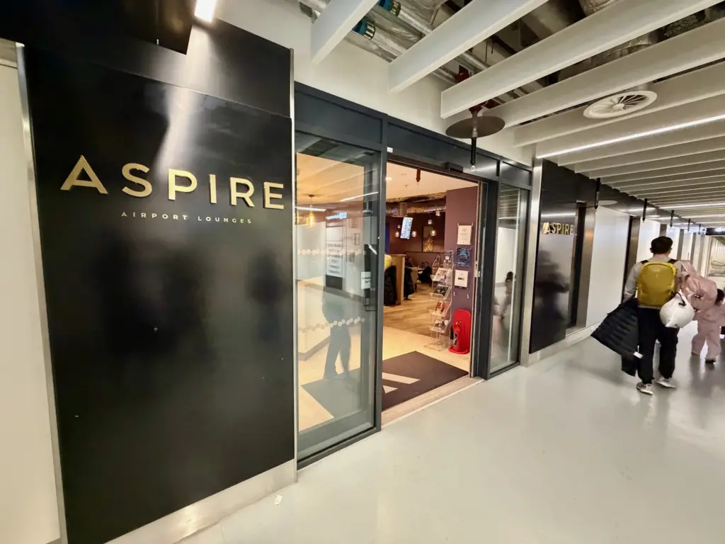 The Aspire lounge in T2 used by Finnair for its business class passengers Aspire Lounge entrance at Manchester Terminal 2
