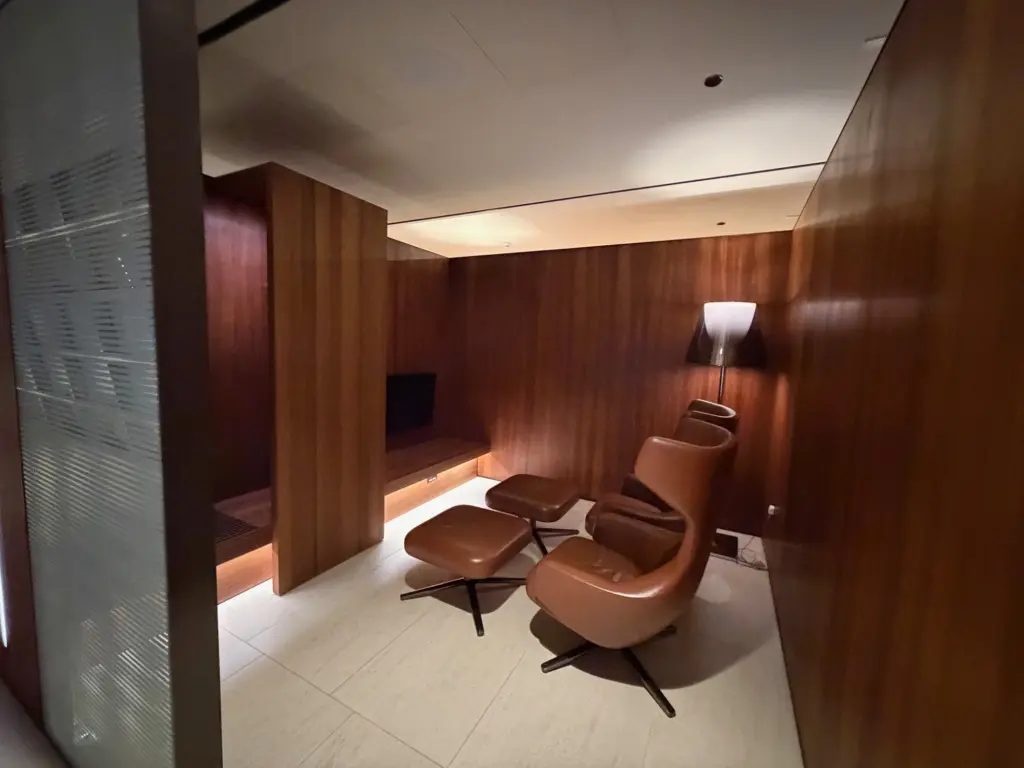 The private couples booths at the back of the lounge