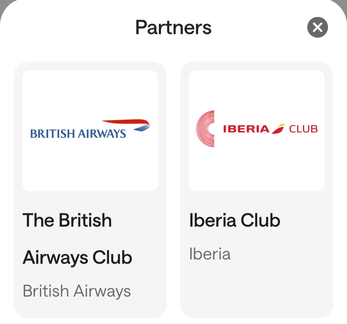 avios-avolta-partner-page - Pointszilla A screenshot of the partner page in the Avolta app