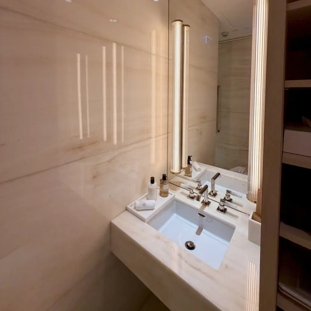 The beautiful sink in the changing area with Dior brands The beautiful sink in the changing area with Dior brands