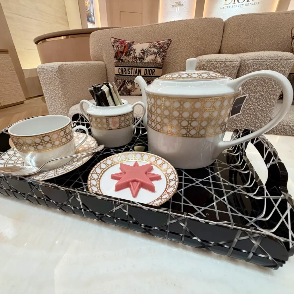 My tea served in Dior crockery My tea served in Dior crockery