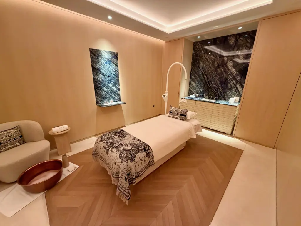 The Dior Spa treatment room complete with a heated table The Dior Spa treatment room complete with a heated table