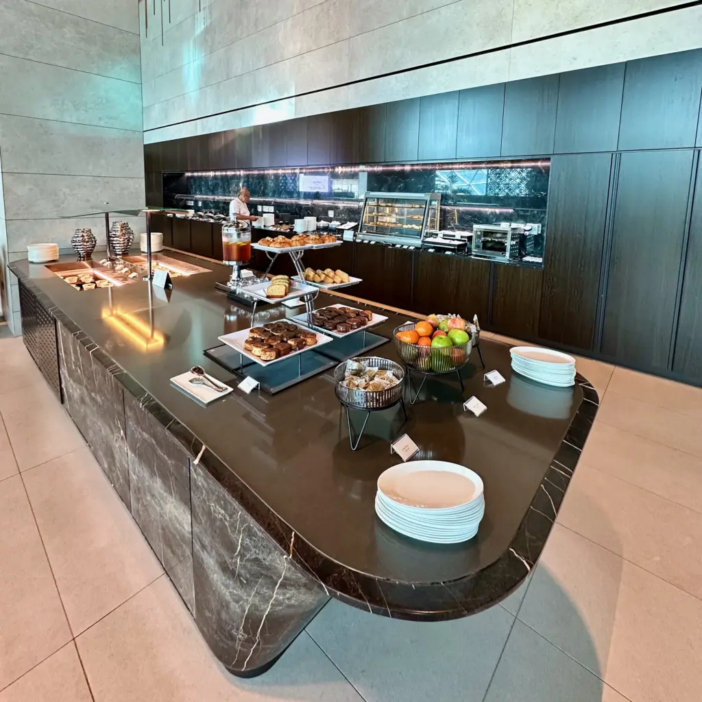 One of several hot and cold food counters in the buffet area One of several hot and cold food counters in the buffet area