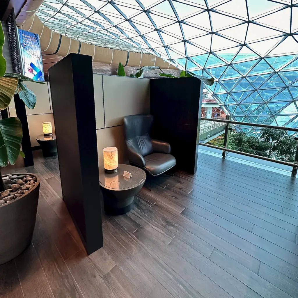 Semi private seating pods with a great view into the Gardens Semi private seating pods with a great view into the Gardens