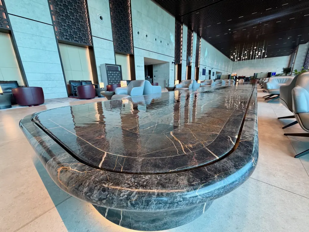 The water feature is on the left hand side of the lounge The water feature is on the left hand side of the lounge