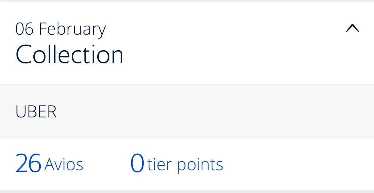 Screenshot of the British Airways mobile app, showing Uber points. 