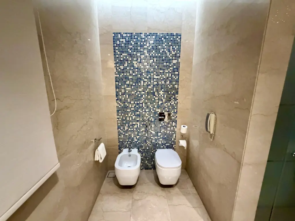 The bidet the toilet and an old school toilet phone