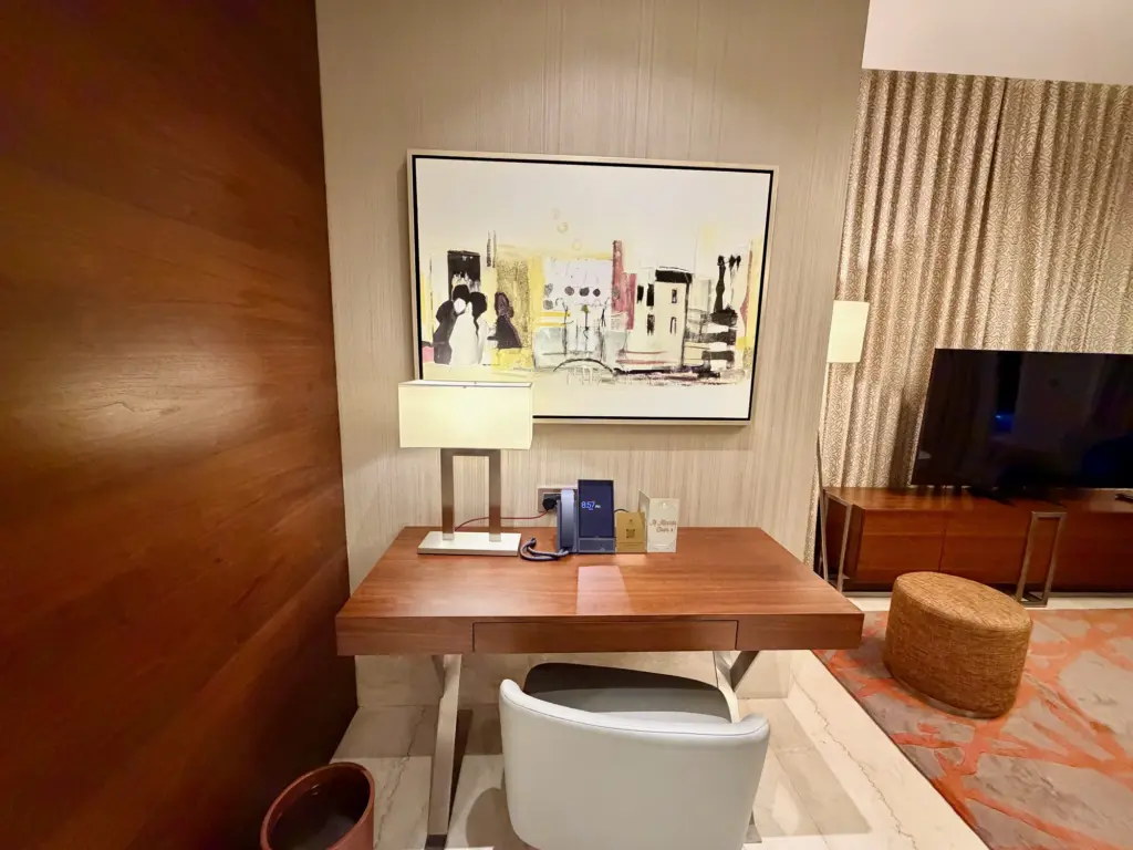 Photograph of a desk inside the Al Messila villa