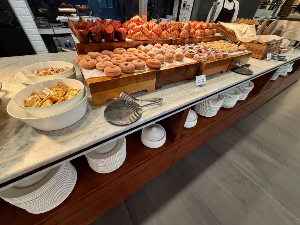 The wide range of pastries available at the hotel