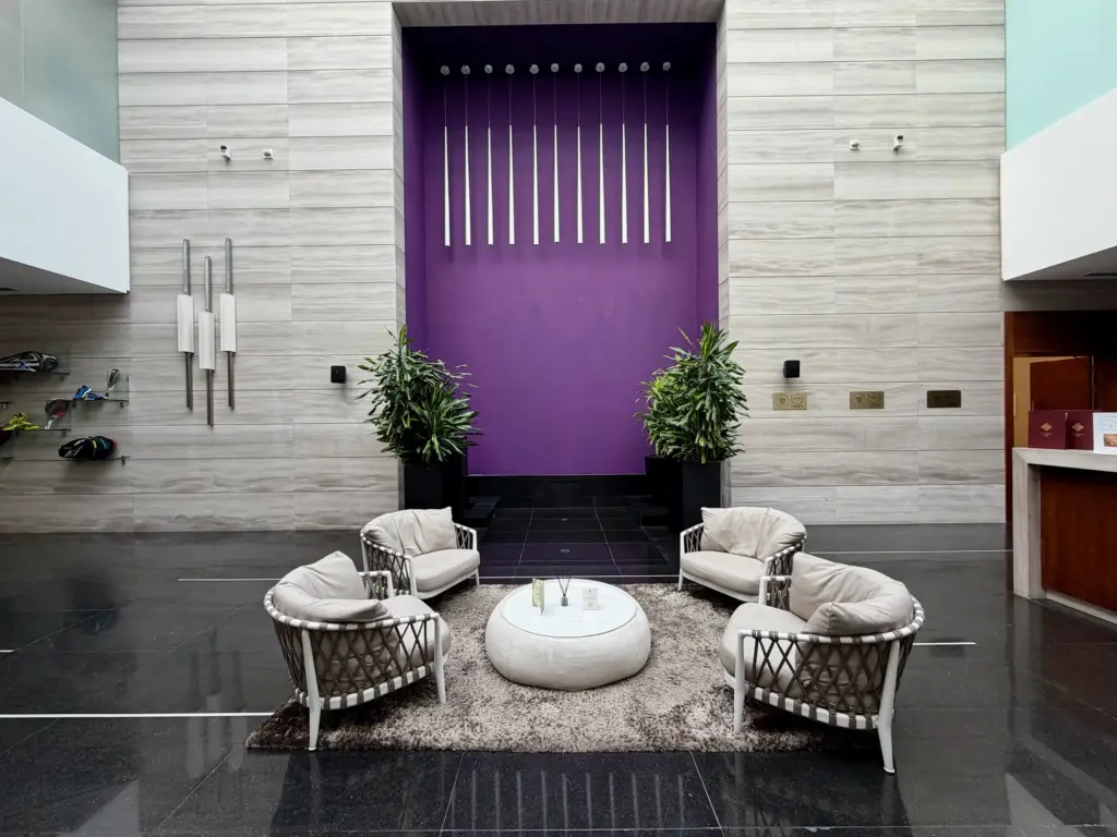 More seating and a water feature in the Spa reception