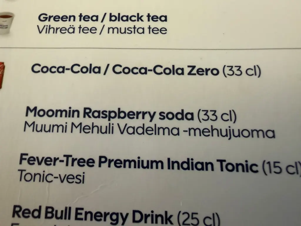 The Moomin raspberry soda inaccessible to business class passengers The Moomin raspberry soda inaccessible to business class passengers