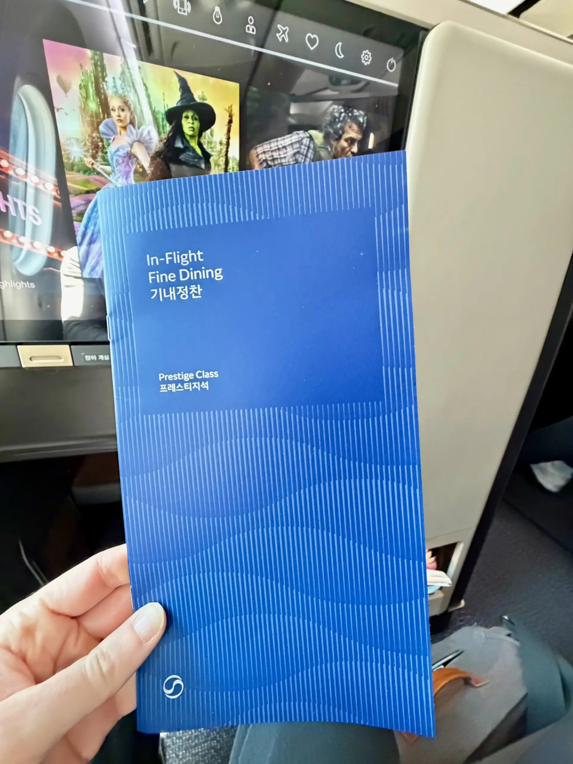 The cut-down Korean Air menu for our short flight