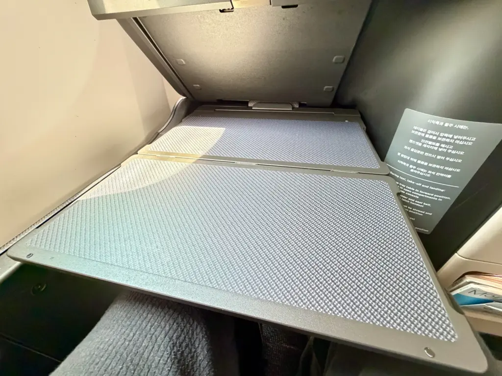 The folding tray table on the 787 10 The folding tray table on the 787 10