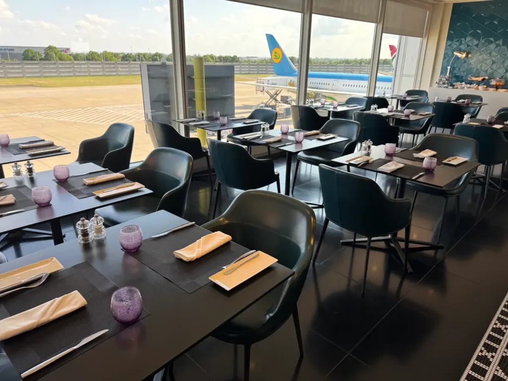 Sit down dining with a view in the Qatar lounge
