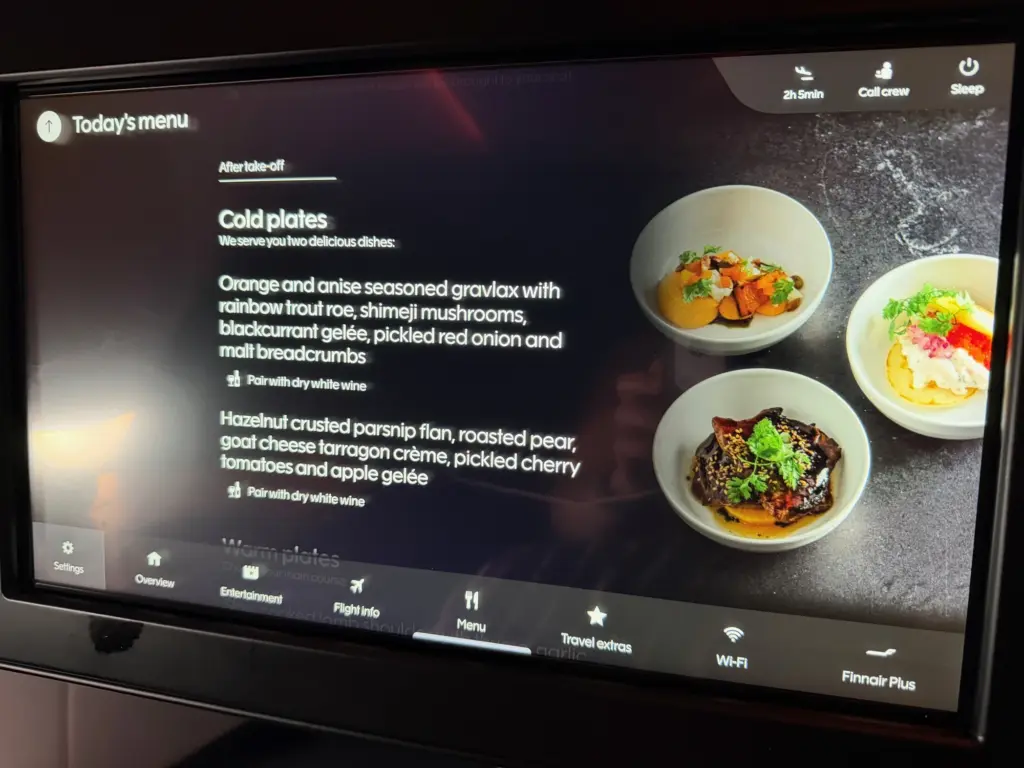 Remind yourself of the menu through the IFE Remind yourself of the menu through the IFE